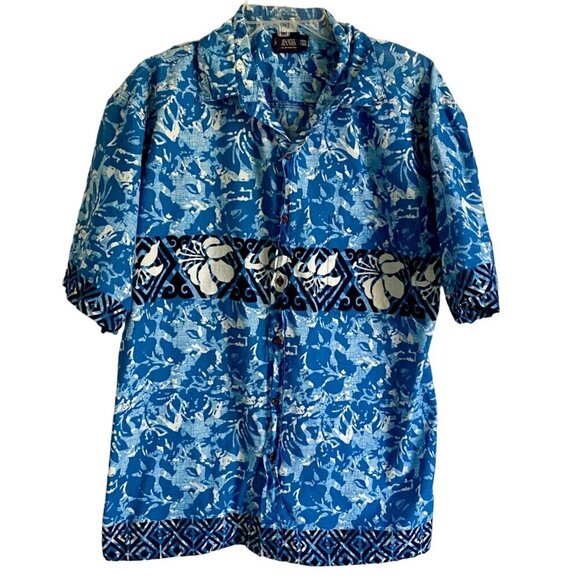 Faded Glory Casual Short Sleeve Cotton Button Down Hawaiian Shirt Men's Large - Picture 1 of 7